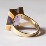 Anello vintage da cocktail in oro 14K con ametista (7ct ca.), anni ‘60/‘70