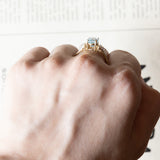 Vintage 18K gold ring with synthetic blue spinel and white stones, 1980s