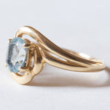 Anello vintage in oro 18K con topazio azzurro, anni ‘50/‘60