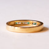 Anello vintage in oro 18K con smeraldi (0.12ctw ca.) e diamanti (0.10ctw ca.), anni ‘70