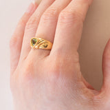 Anello vintage in oro 18K con peridoto verde, anni ‘70