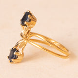 Anello vintage in oro giallo 18K con zaffiri (0.90ctw ca.), anni ‘70