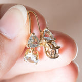 Boucles d'oreilles vintage en or 14 carats avec aigues-marines, années 70/80