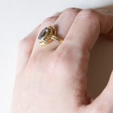 Anello vintage in oro 14K con spinello sintetico azzurro, anni ‘60/‘70
