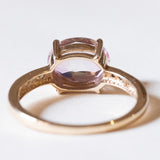 Anello vintage in oro 9K con spinello rosa e diamanti, anni ‘80