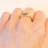 Anello vintage in oro 18K con rubini, anni ‘60/‘70