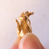Ciondolo vintage a forma di caffettiera in oro 18K