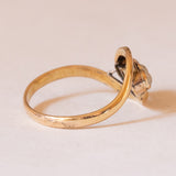 Anello Art Nouveau in oro giallo 18K con perline, anni '10/'20