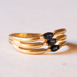 Anello vintage in oro 18K con zaffiri, anni ‘50/‘60