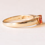 Anello vintage in oro giallo 9K con zaffiro arancione, anni ‘60/‘70