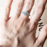Vintage 18K gold ring with synthetic blue spinel and white stones, 1980s