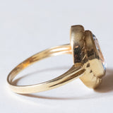 Anello vintage in oro 14K con spinello sintetico azzurro, anni ‘60/‘70