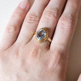Anello vintage in oro 14K con spinello sintetico azzurro, anni ‘60/‘70