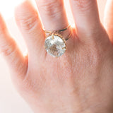 Anello vintage da cocktail in oro 14K con acquamarina (10ct ca.), anni ‘60/‘70