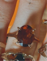 🎃 Anello vintage da cocktail in oro 18K con quarzo citrino, anni ‘50/‘60