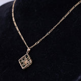 Collana vintage in oro 8K con cromodiopsidi e diamanti, anni ‘80
