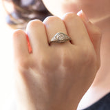 Art Deco solitaire in 18K gold and silver with approx. 1ct diamond, 1920s