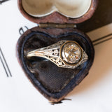 Art Deco solitaire in 18K gold and silver with approx. 1ct diamond, 1920s