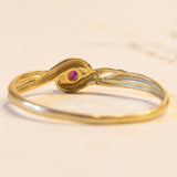 Anello vintage in oro 18K con rubino, anni ‘60/‘70