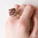 Anello vintage in oro 18K con rubini, anni ‘60/‘70