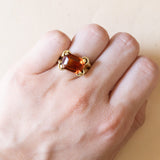 Vintage cocktail ring in 14K gold with citrine quartz, 1960s
