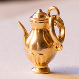 Ciondolo vintage a forma di caffettiera in oro 18K