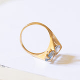 Vintage 18K gold ring with aquamarine, 70s / 80s
