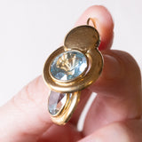Orecchini vintage in oro 18K con topazi azzurri sintetici (12ctw ca.), anni ‘60