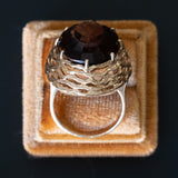 Anello vintage da cocktail in oro 14K con quarzo fumé (21ct ca.), anni ‘60/‘70