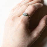Anello vintage a cuore in oro 9K con topazio azzurro, anni ‘70