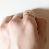 Anello contrarier vintage in oro 14K con zaffiro e diamante, anni ‘50/‘60