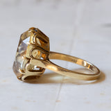 Vintage cocktail ring in 14K gold with yellow citrine quartz, 1960s