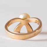 Anello vintage in oro 18K con perla, anni ‘50
