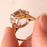 Anello vintage da cocktail in oro 18K con spinello azzurro, anni ‘60/‘70