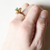 Anello vintage in oro 18K con smeraldo e zirconi bianchi, anni ‘60
