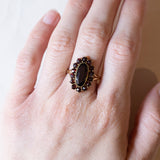 Anello vintage a margherita in oro 8K con granati, anni ‘60