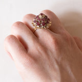 Anello vintage in oro 18K con rubini, anni ‘60/‘70