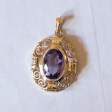 Vintage 8K gold pendant with amethyst, 60s / 70s