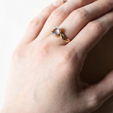 Anello vintage in oro 18K con acquamarina, anni ‘50/‘60