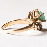 Anello vintage in oro 18K con smeraldo e zirconi bianchi, anni ‘60