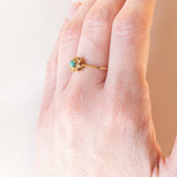 Anello vintage in oro giallo 18K con turchese, anni ‘50/‘60