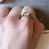 Art Deco solitaire in 18K gold and silver with approx. 1ct diamond, 1920s