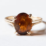 🎃 Anello vintage da cocktail in oro 18K con quarzo citrino, anni ‘50/‘60