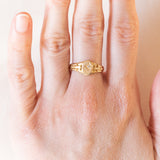 Anello vintage in oro giallo 18K con diamante, anni ‘40/‘50