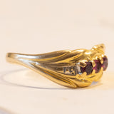 Anello vintage in oro 18K con rubini, anni ‘60/‘70