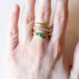 Anello a serpente vintage in oro giallo 18K con smeraldi e diamanti (0.60ctw ca.), anni ‘60