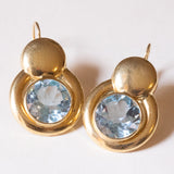 Orecchini vintage in oro 18K con topazi azzurri sintetici (12ctw ca.), anni ‘60