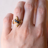 Anello vintage in oro 18K con zaffiri, anni ‘60