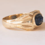 Anello vintage da uomo in oro 12K con pasta di vetro blu, anni ‘50