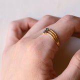 Anello vintage in oro 18K con zaffiri, anni ‘50/‘60